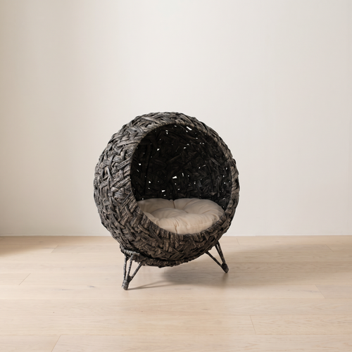 Aurelia | Elevated Handwoven PE Rattan Cat Basket Bed with Metal Base