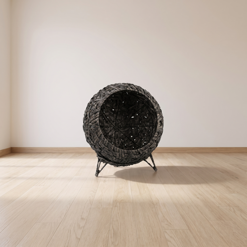 Aurelia | Elevated Handwoven PE Rattan Cat Basket Bed with Metal Base