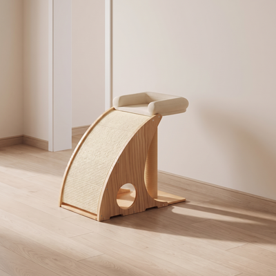 Alto cat climbing frame shown in a room for scale