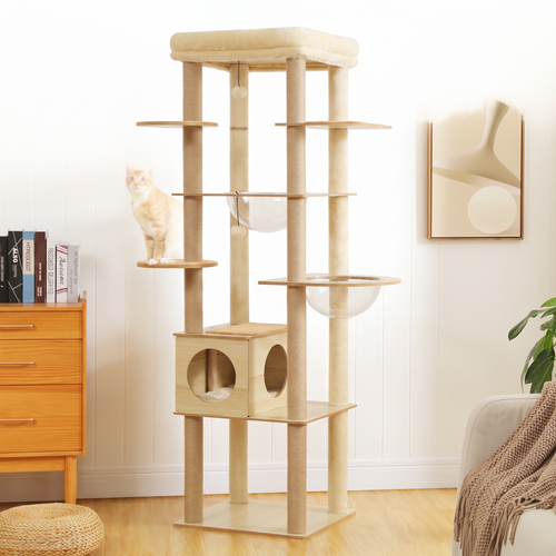 Cascade | Multi Level Wooden Cat Tower with Condo, Hammock and Top Perch