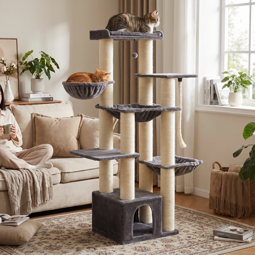Colossus | Large Cat Tower for Big Cats with Eleven Sisal Posts and Hammock