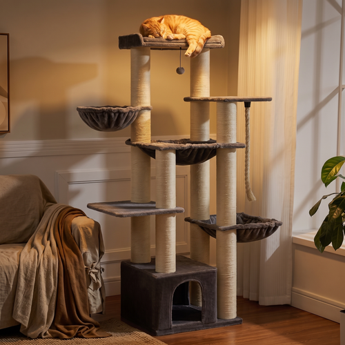 Colossus | Large Cat Tower for Big Cats with Eleven Sisal Posts and Hammock