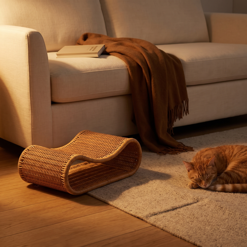 Cesta | Woven Rattan Storage Basket Open Ended Organizer for Pet Supplies