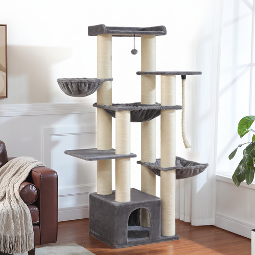 Colossus | Large Cat Tower for Big Cats with Eleven Sisal Posts and Hammock