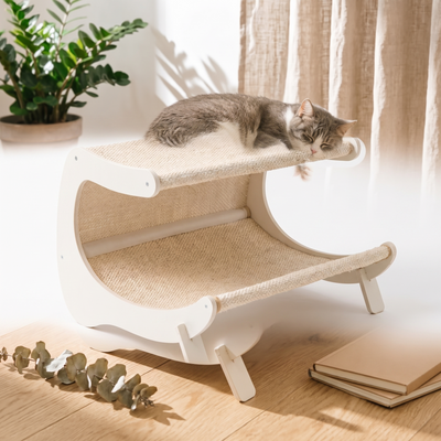 Duo two level jute cat scratcher lounge on a white background