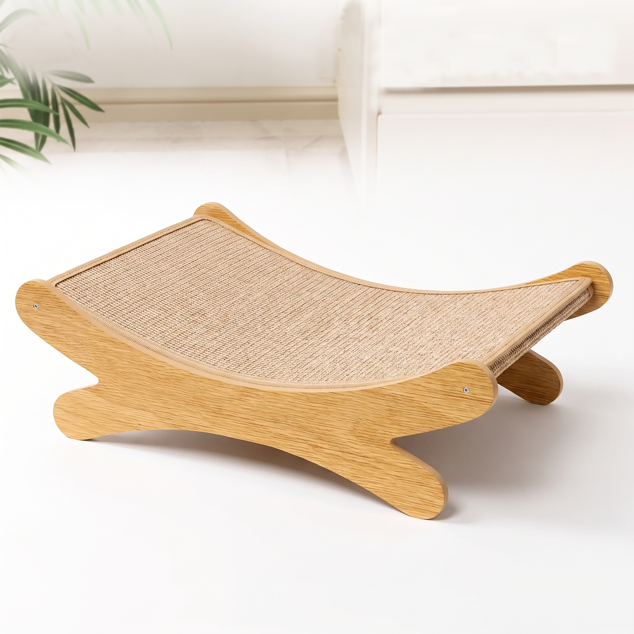 Lounge woven nylon cat scratch pad and lounge bed on a white background