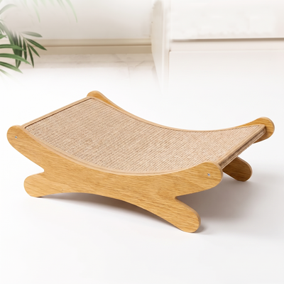 Lounge woven nylon cat scratch pad and lounge bed on a white background