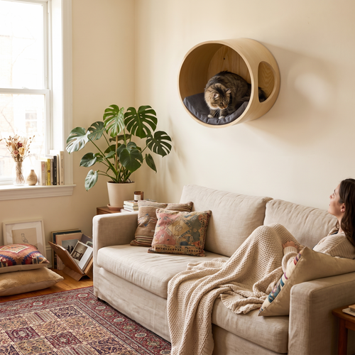 Ledge | Wall Mounted Solid Wood Cat Climbing Shelf and Springboard