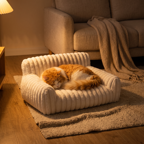 Loveseat | Corduroy Fleece Cat Couch with Removable Washable Cover