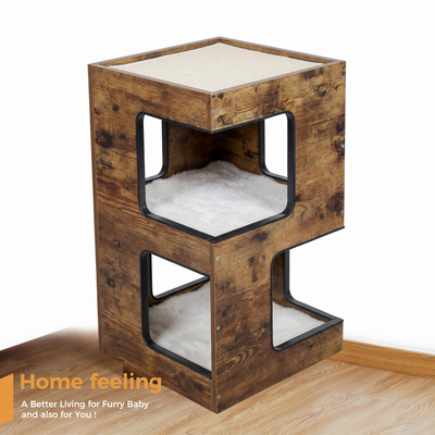 Nook wooden cat condo house bed on a plain white background