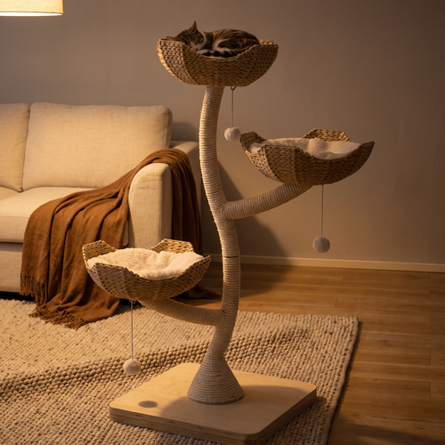 Monarch | Large Wooden Multi Level Cat Tower with Hammock and Condos