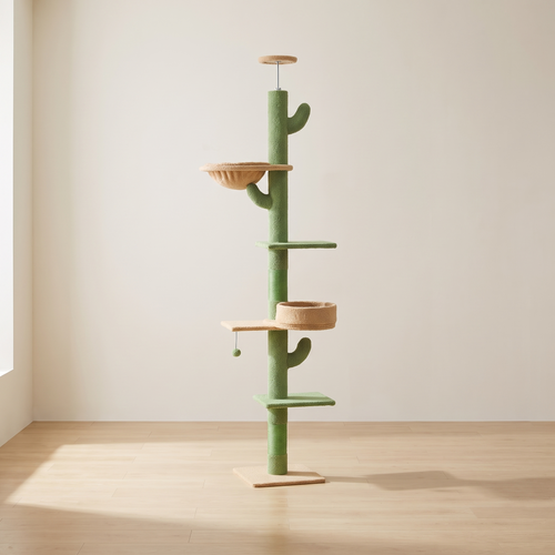 Nopal | Adjustable Height Cactus Cat Tree with Hammock and Play Balls