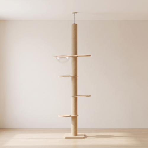 Pillar | Floor to Ceiling Adjustable Cat Tower with Acrylic Cave and Thick Posts