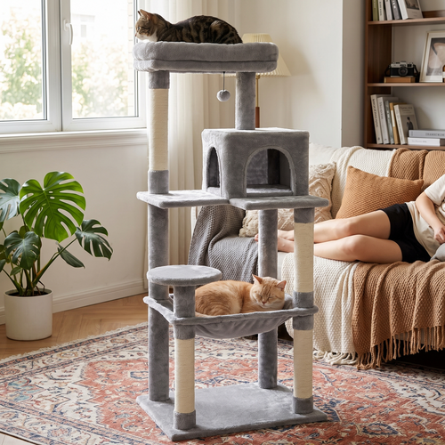 Quintet | Five Level Cat Tower for Large Cats with Oversized Hammock and Condo