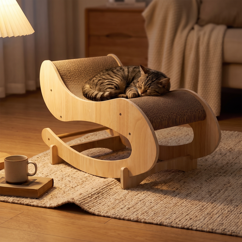 Shaker | Solid Wood Cat Scratching Board Bed with Replaceable Insert
