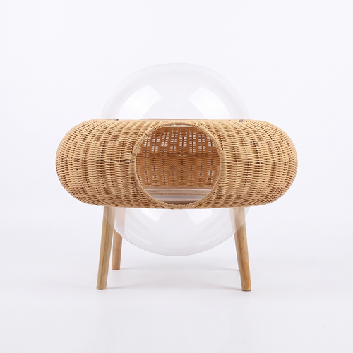 Saffra | Hand Knitted Straw Rattan Cat Nest for Year Round Indoor Comfort
