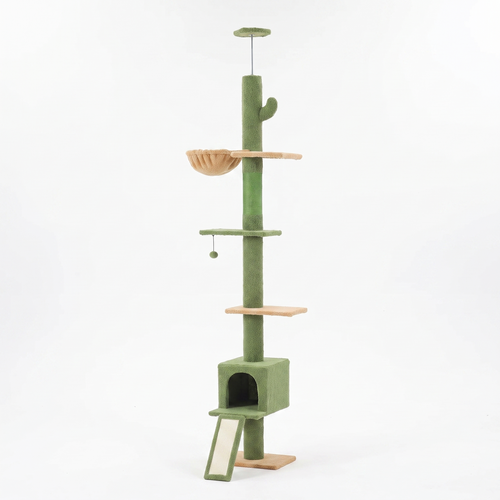 Saguaro | Cactus Floor to Ceiling Cat Tower with Sisal Post and Hammock