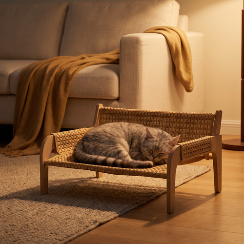 Sofira | 2 in 1 Rattan Cat Sofa and Cooling Mat Scratch Resistant Pet Lounge