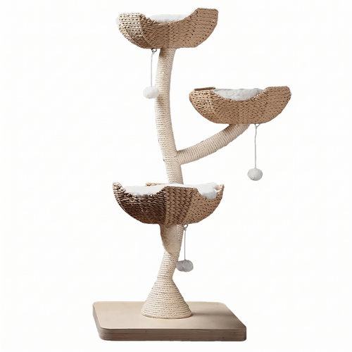 Sovereign | Luxury Cat Tree Tower with Three Faux Fur Beds and Toys