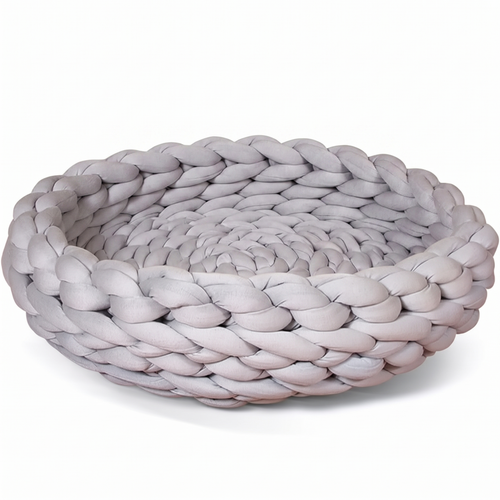 Skein | Round Knitted Flexible Cat Bed in Grey