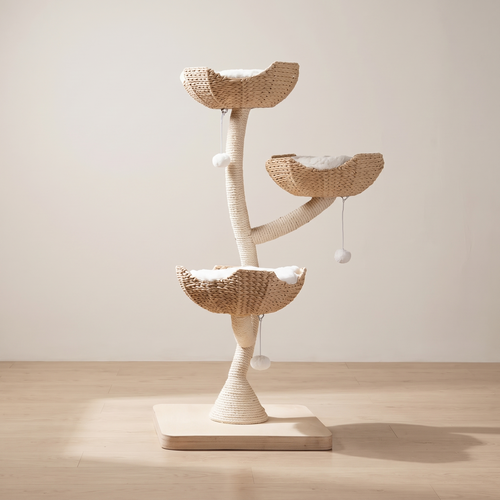 Sovereign | Luxury Cat Tree Tower with Three Faux Fur Beds and Toys