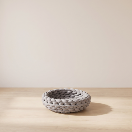 Skein | Round Knitted Flexible Cat Bed in Grey