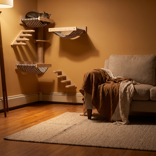 Terrace | Wall Mounted Cat Climbing Shelf with Rope Ladder