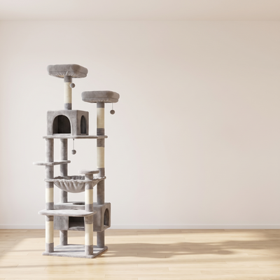 Summit large cat tower in a minimal room against a warm off-white wall