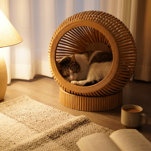 Verdano | Handmade Bamboo Vine Woven Cat and Dog Bed for Four Season Use