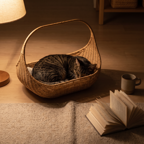 Willow | Handwoven Wicker Cat Basket Bed for Living Rooms
