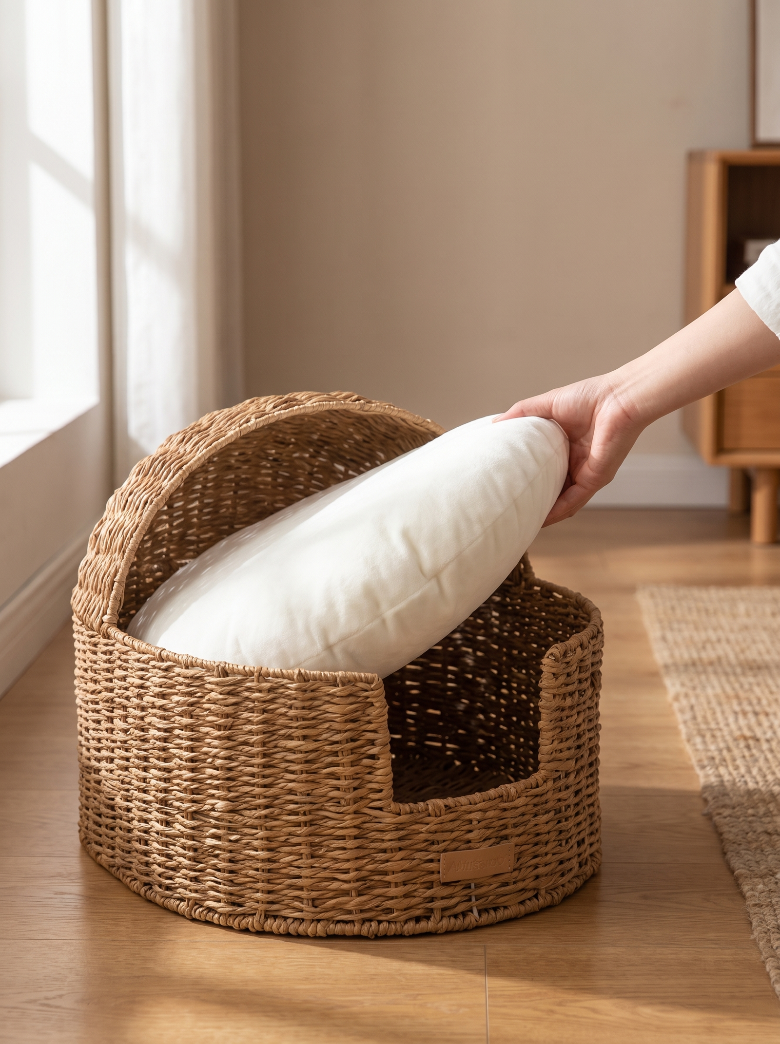 The cushion lifts out